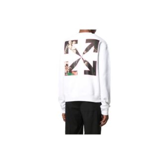 SS21 Tricou cu mâneci lungi și guler rotund, cu imprimeu clasic, versiune standard, alb