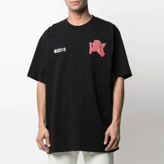 SS21 Tricou cu mâneci scurte, croi larg, imprimeu cu logo alfabet, negru