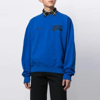 SS21 Tricou sport cu mâneci lungi, croială largă, model cu săgeți, albastru