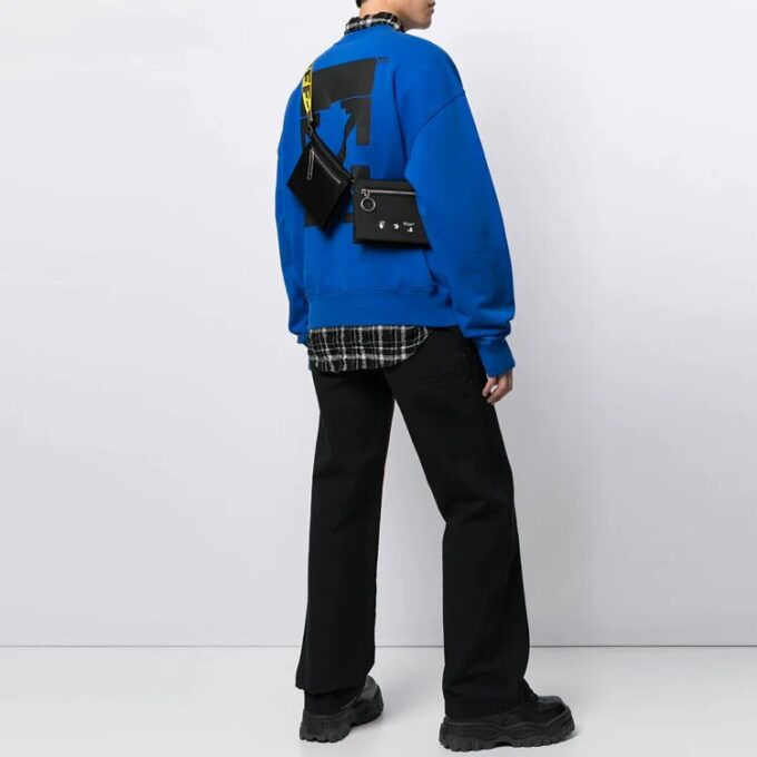SS21 Tricou sport cu mâneci lungi, croială largă, model cu săgeți, albastru