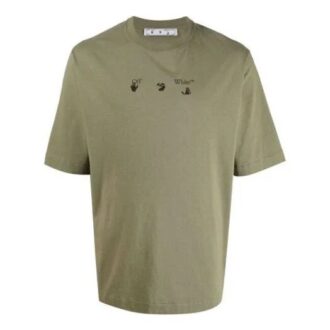 SS21 Tricou verde cu mâneci scurte, cu imprimeu săgeată și logo, versiune standard