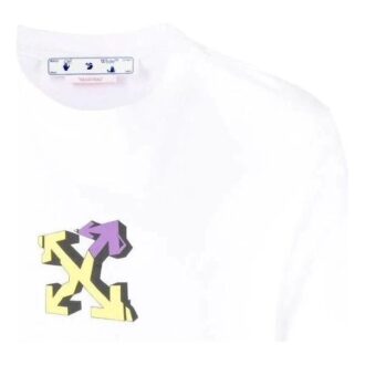SS22 Bumbac cu imprimeu geometric cu Arrows, Pantaloni Scurți, alb