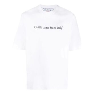SS22 Culoare solidă cu imprimeu logo, guler rotund, mânecă scurtă, croială slim fit, alb