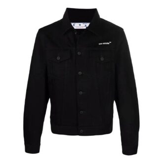 SS22 Jachetă din denim cu imprimeu logo pe piept, negru