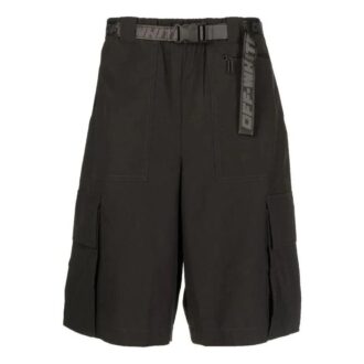 SS22 Pantaloni Scurți casual cu curea industrială, culoare solidă, negru