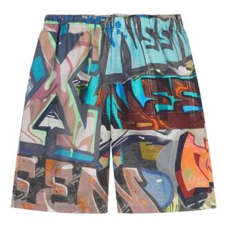SS22 Pantaloni Scurți cu imprimeu graffiti integral, versiune standard, multicolor