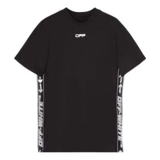 SS22 Pulover cu guler rotund, mânecă scurtă, imprimeu cu litere, versiune standard, negru