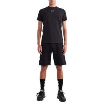 SS22 Pulover cu guler rotund, mânecă scurtă, imprimeu cu litere, versiune standard, negru
