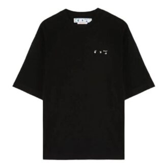 SS22 Pulover cu guler rotund, model cu logo pe spate, mânecă scurtă, croială largă, negru