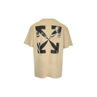 SS22 Pulover cu guler rotund, pantaloni scurți, imprimeu geometric cu săgeți, bej