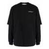 SS22 Tricou cu imprimeu logo, culoare solidă, guler rotund, mâneci lungi, negru
