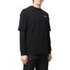 SS22 Tricou cu imprimeu logo, culoare solidă, guler rotund, mâneci lungi, negru