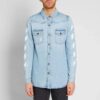 Temperature C/O Virgil Abloh Cămașă din denim pentru bărbați Temperature, albastru deschis