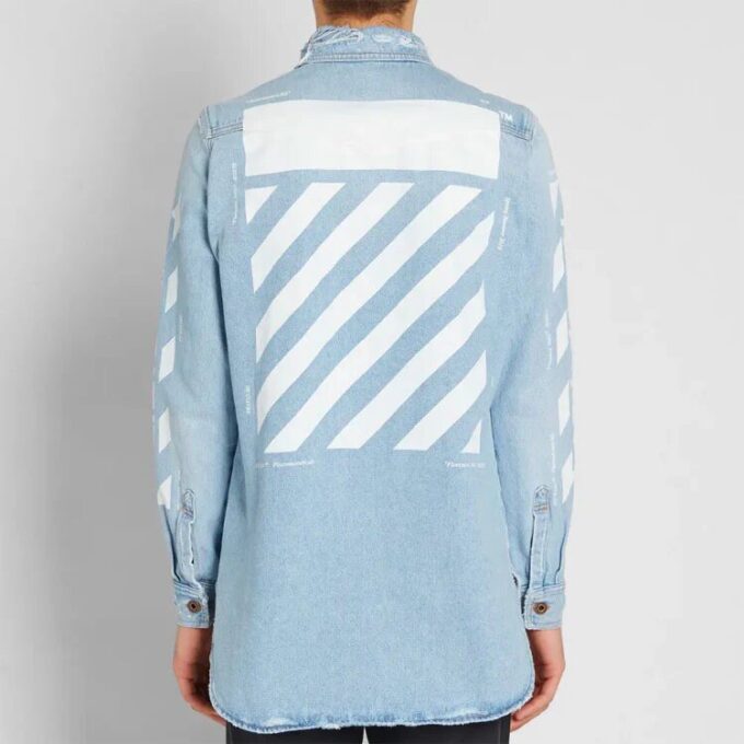 Temperature C/O Virgil Abloh Cămașă din denim pentru bărbați Temperature, albastru deschis