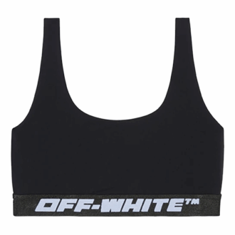 Top sport cu bandă cu logo Off-White „Negru”