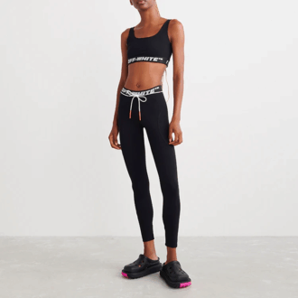 Top sport cu bandă cu logo Off-White „Negru”