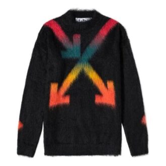Tricot cu săgeată în gradient curcubeu, negru