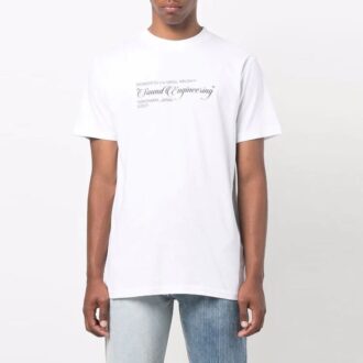 Tricou alb cu guler rotund și mâneci scurte Off-White pentru bărbați, colecția SS21, cu imprimeu pictural