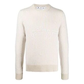 Tricou alb cu guler rotund Off-White pentru bărbați