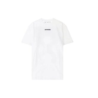 Tricou alb cu guler rotund, pantaloni scurți, croială lejeră, cu imprimeu cu săgeți înapoi