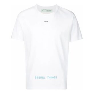 Tricou alb cu imprimeu Off-White pentru bărbați