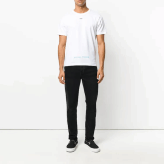 Tricou alb cu imprimeu Off-White pentru bărbați