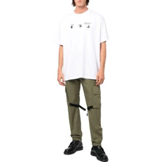 Tricou alb cu mânecă scurtă, croi larg, cu imprimeu logo SS22