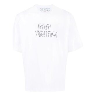 Tricou alb cu mânecă scurtă, cu model de săgeți, Off-White pentru bărbați, colecția SS22