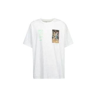 Tricou alb cu mânecă scurtă și croială largă Off-White pentru bărbați, cu pictură scheletică, C/O VIRGIL ABLOH