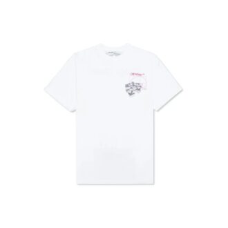 Tricou alb cu mânecă scurtă Off-White pentru bărbați, cu imprimeu auriu-galben „Golden Ratio”