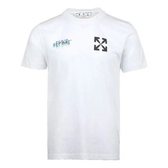 Tricou alb cu mânecă scurtă Off-White pentru bărbați SS22, cu imprimeu clasic cu litere și săgeți
