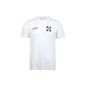 Tricou alb cu mânecă scurtă Off-White pentru bărbați SS22, cu imprimeu clasic cu litere și săgeți
