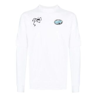 Tricou alb cu mâneci lungi Off-White pentru bărbați, colecția SS22, cu imprimeu minimalist de graffiti