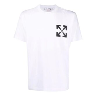 Tricou alb cu mâneci scurte din bumbac cu imprimeu săgeți Off-White pentru bărbați