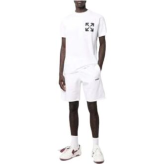 Tricou alb cu mâneci scurte din bumbac cu imprimeu săgeți Off-White pentru bărbați