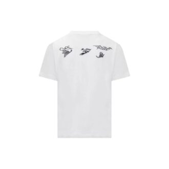 Tricou alb cu mâneci scurte din bumbac imprimat Off-White pentru bărbați