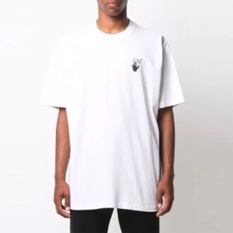 Tricou alb cu mâneci scurte și croială largă Off-White pentru bărbați FW21 White Arrow