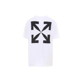 Tricou alb cu mâneci scurte și guler rotund Off-White pentru bărbați, cu imprimeu Mona Lisa Arrow