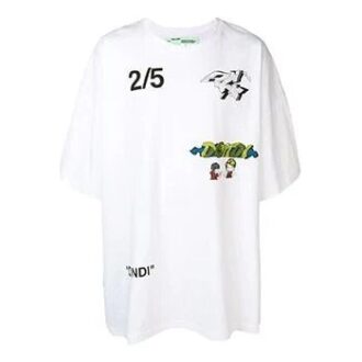 Tricou alb cu mâneci scurte și imprimeu pe spate Off-White pentru bărbați