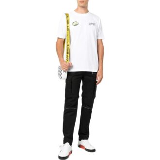 Tricou alb cu mâneci scurte Off-White pentru bărbați, colecția SS22, cu imprimeu cu logo