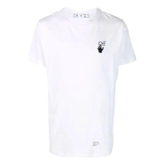 Tricou alb cu mâneci scurte Off-White pentru bărbați, colecția SS22, cu imprimeu logo pe piept