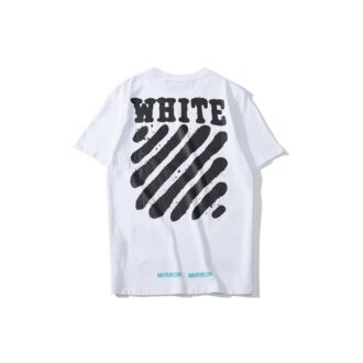 Tricou alb cu mâneci scurte Off-White pentru bărbați, cu imprimeu cu dungi de tigru și stropi de cerneală, C/O VIRGIL ABLOH