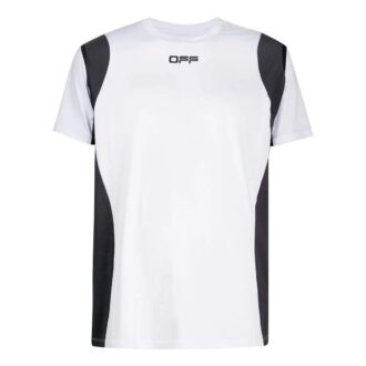 Tricou alb cu mâneci scurte Off-White pentru bărbați, cu imprimeu logo