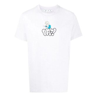 Tricou alb cu mâneci scurte Off-White pentru bărbați, cu imprimeu logo, în culori uni