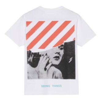 Tricou alb cu mâneci scurte Off-White pentru bărbați, cu imprimeu Marilyn Monroe