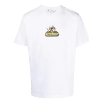 Tricou alb cu mâneci scurte Off-White pentru bărbați din colecția SS22, cu imprimeu cu săgeți