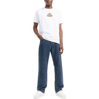 Tricou alb cu mâneci scurte Off-White pentru bărbați din colecția SS22, cu imprimeu cu săgeți
