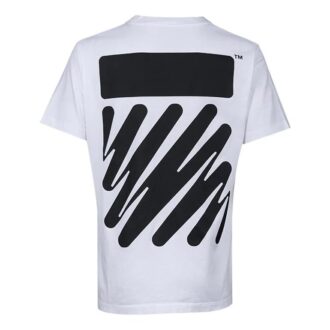 Tricou alb cu mâneci scurte Off-White pentru bărbați din colecția SS22, din bumbac, cu imprimeu zebră