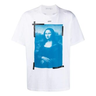 Tricou alb Off-White pentru bărbați, colecția SS22, cu guler rotund și pantaloni scurți, versiune simplă