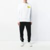Tricou alb pentru bărbați Off-White cu guler rotund, mâneci lungi și imprimeu pe curea de cauciuc